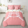 thumbnail image 3 of Manfei Skeleton Hand Teens Twin Bedding Sets 7-Piece, Romantic Love Heart Bedding Comforter Set, Sugar Gothic Halloween Reversible Sheet Sets, Luxury Bedroom Decor, 3 of 8