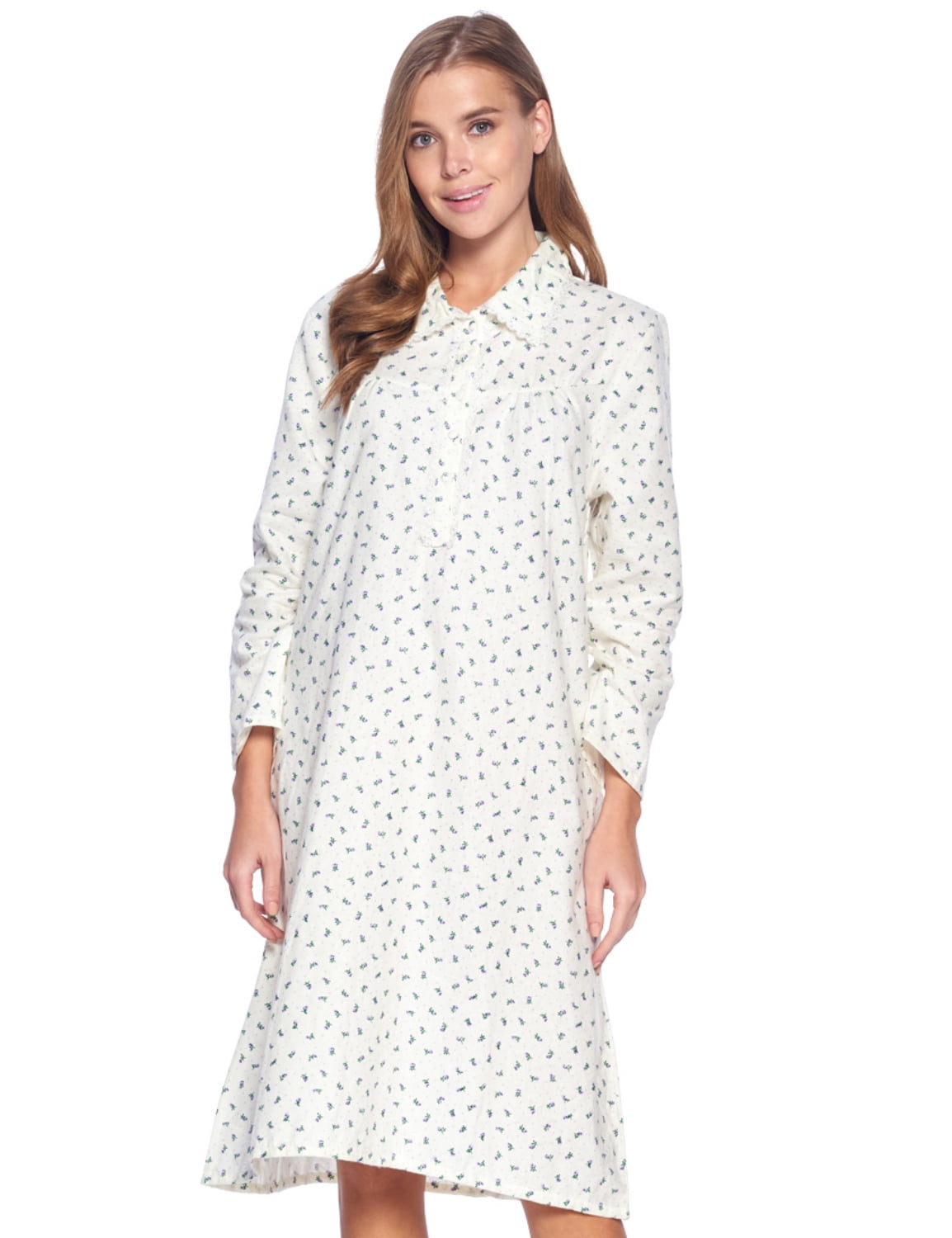 Womens Long Sleeve Nighties : Casual Nights Women's Flannel Floral Long ...