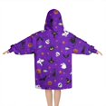 thumbnail image 2 of Purple Halloween Pattern Blanket Hoodies for Kids 6-13YR Oversize Wearable Blanket Hoodies for Boys Girls Teens, 2 of 7