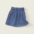 thumbnail image 4 of Quotay Red Flower Applique Girls Skirt High Waist Denim Skirt Casual Stretch Elastic Waistband for Toddler Kids Spring Summer Outfit Jean Skirt Sky Blue,120, 4 of 6