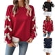thumbnail image 1 of RKSTN Women's Christmas Sweatshirt Oversized Crewneck Cute Knit Bowknot New Year Holiday Sweatshirts Womens Casual Solid Round Neck Plus Size 3D Bow Trim Loose Comfy Sweatshirt Fall Spring Clothes, 1 of 10