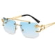thumbnail image 4 of Gafas de sol retro con cabeza de leopardo y borde de doble haz cuadrado sin marco, 4 of 5