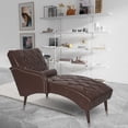 thumbnail image 2 of CQSXDA Chaise Lounge Arm Chair With Pillow  Upholstered Soft Chair For Living Room Or Bedroom Use, Dark Brown, 2 of 12