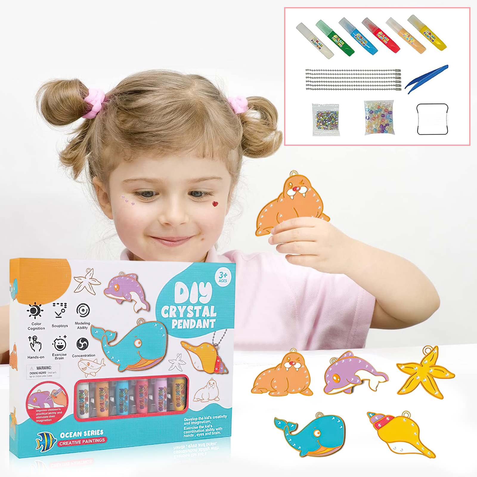 Kit DIY Peinture Cristal 16 Pièces - Arts & Crafts Noël, Pochoirs Acrylique, Peinture Adhésive, Création Personnalisée