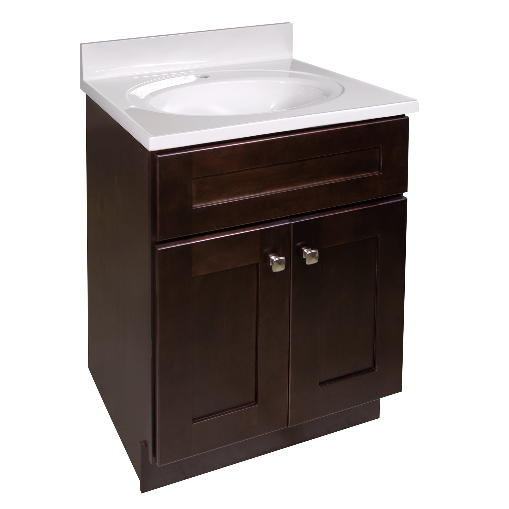 Design House Brookings 25 Inch Unassembled 2 Door Bathroom Vanity In Espresso With Cultured Marble Solid White Top Walmartcom Walmartcom