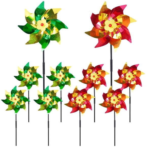 10 Pcs Moulin à Vent Effaroucheur d'Oiseaux Réfléchissant de 24 cm de Haut, Répulsif pour Oiseaux, Moulin à Vent Coloré Dissuasif pour Oiseaux, Toupie à Reflets Colorés, Décoration Pittoresque pour Jardin, Verger, Ferme