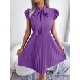 thumbnail image 2 of Spring/ Summer Temperament Women's Elegant Lacing Waist Hem Flared Pleated Skirt Bow Ruffle Dresses, 2 of 4
