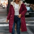 thumbnail image 5 of Black and Friday Clothing Sales Idoravan Women's Quilted Puffer Coat,Women's Winter Casual Loose Fashion Color Pocket Zippered Tops Reversible Long Cotton Coat Wine XXXL, 5 of 8