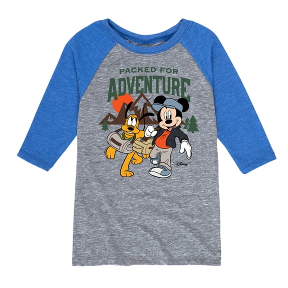 Disney Standard - Packed For Adventure Pluto Mickey - Toddler & Youth Raglan Graphic T-Shirt