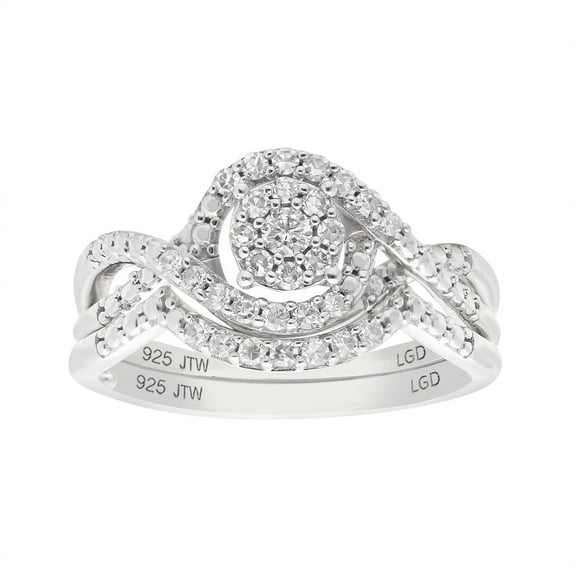 Brilliance Fine Jewelry Round 1/3 Carat Lab Grown Diamond Bridal Ring Set in Sterling Silver