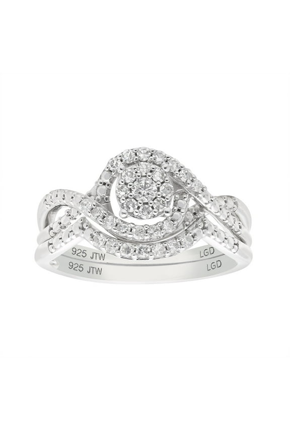 Round 1/3 Carat Lab Grown Diamond Bridal Ring Set in Sterling Silver