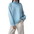 thumbnail image 1 of Liacowi Women Juniors Knitted Turtleneck Sweater Long Sleeve Pullover Retro Jumpers Tops Fall Loose Knitwear for Teen, 1 of 4