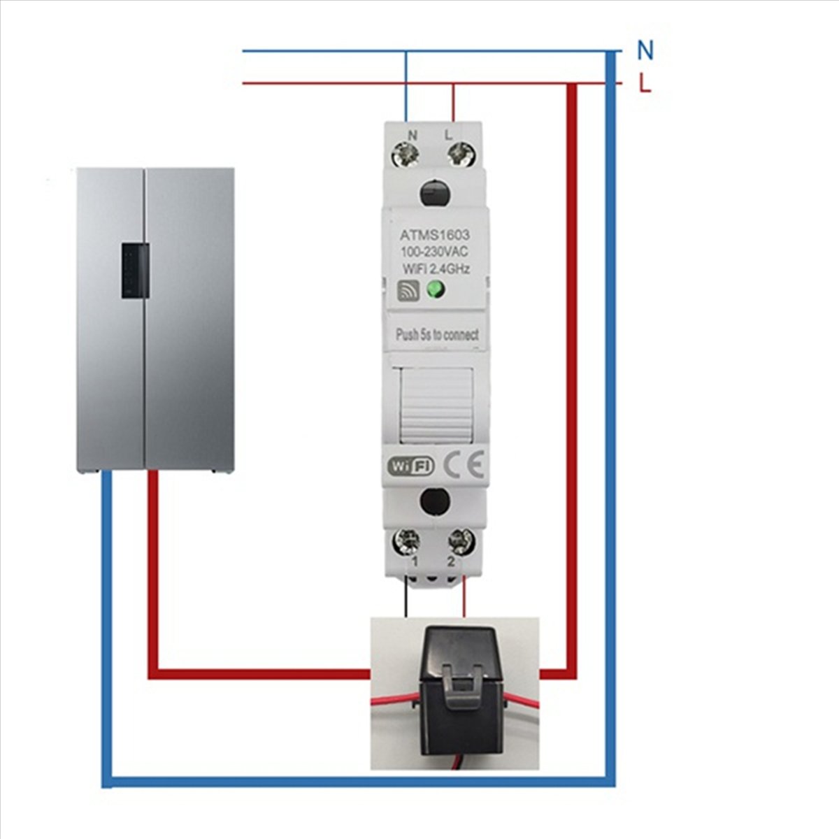 2X Tuya Smart WiFi Electricity KWH Meter Din Rail Single Phase AC 110V 230V CT AC Meter App Real Time Monitor(63A)