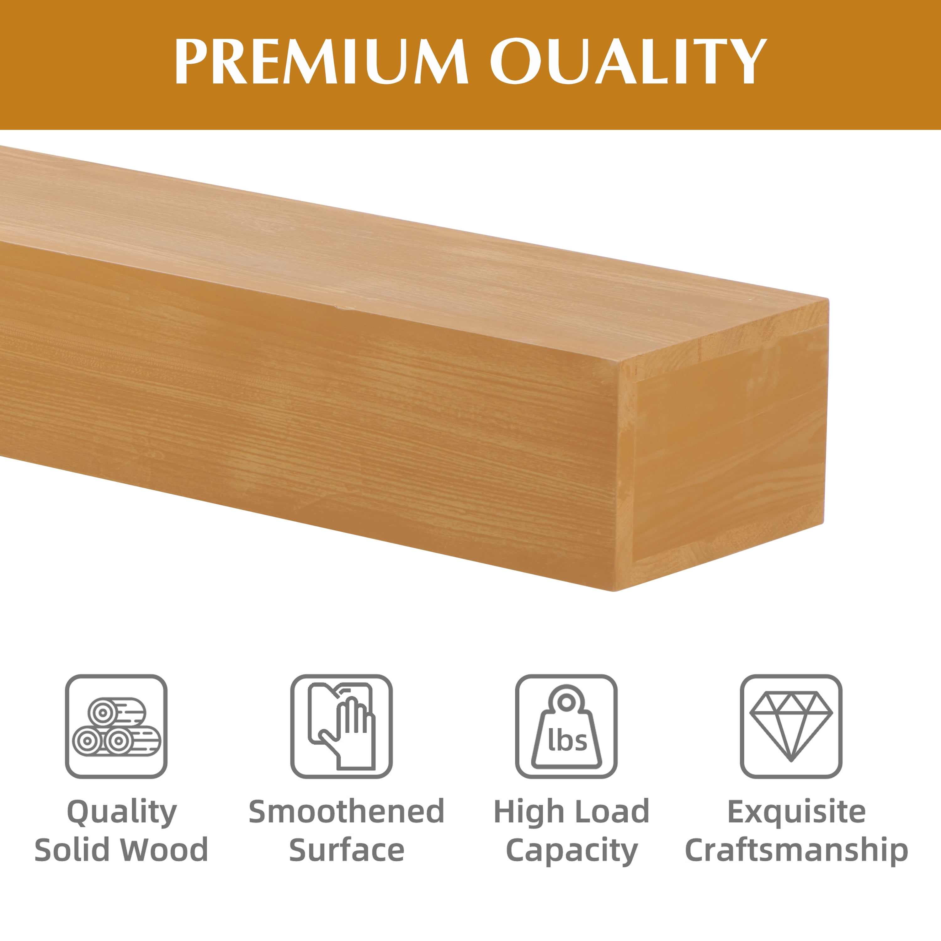 LiviNest 60" Floating Mantel Shelf: 70 LBS Heavy-Duty Load - Secure Wall Mount for Fireplace Decor - Modern Farmhouse Living Room & Bedroom Display