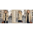 thumbnail image 3 of Oversized Mid Long Trench Coats for Women Plaid Lined Button Up Windbreaker Jacket with Belt, 3 of 7