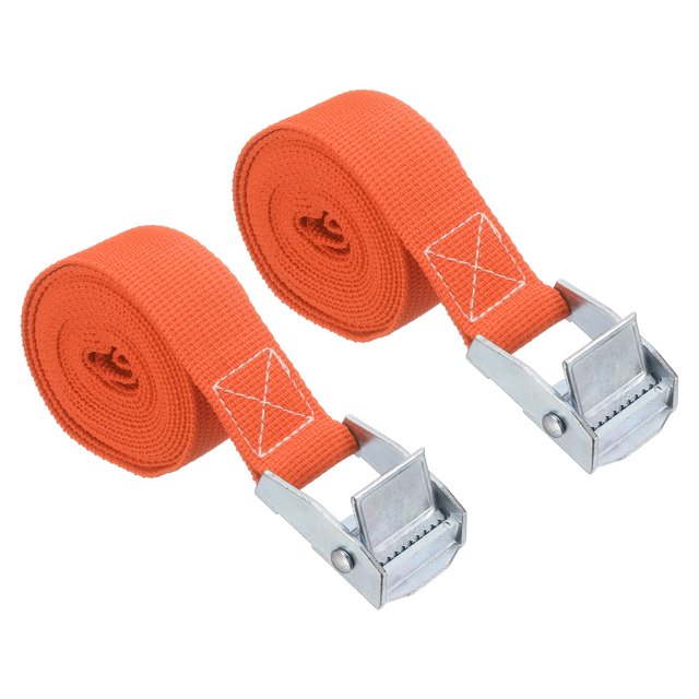 2 Piezas de Correa de Amarre con Hebilla 1" x 6.5 pies Correas de Ajuste con Hebilla de Camión Carga de hasta 330 lbs para Motocicleta, Carga de Camión, Equipaje, Naranja