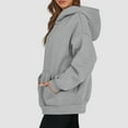 thumbnail image 3 of Oversized Hoodies for Women Plain Pullover Sweatshirt with Pockets Long Sleeve Hooded Sweat Shirts Y2k Tops Light Gray XL, 3 of 4