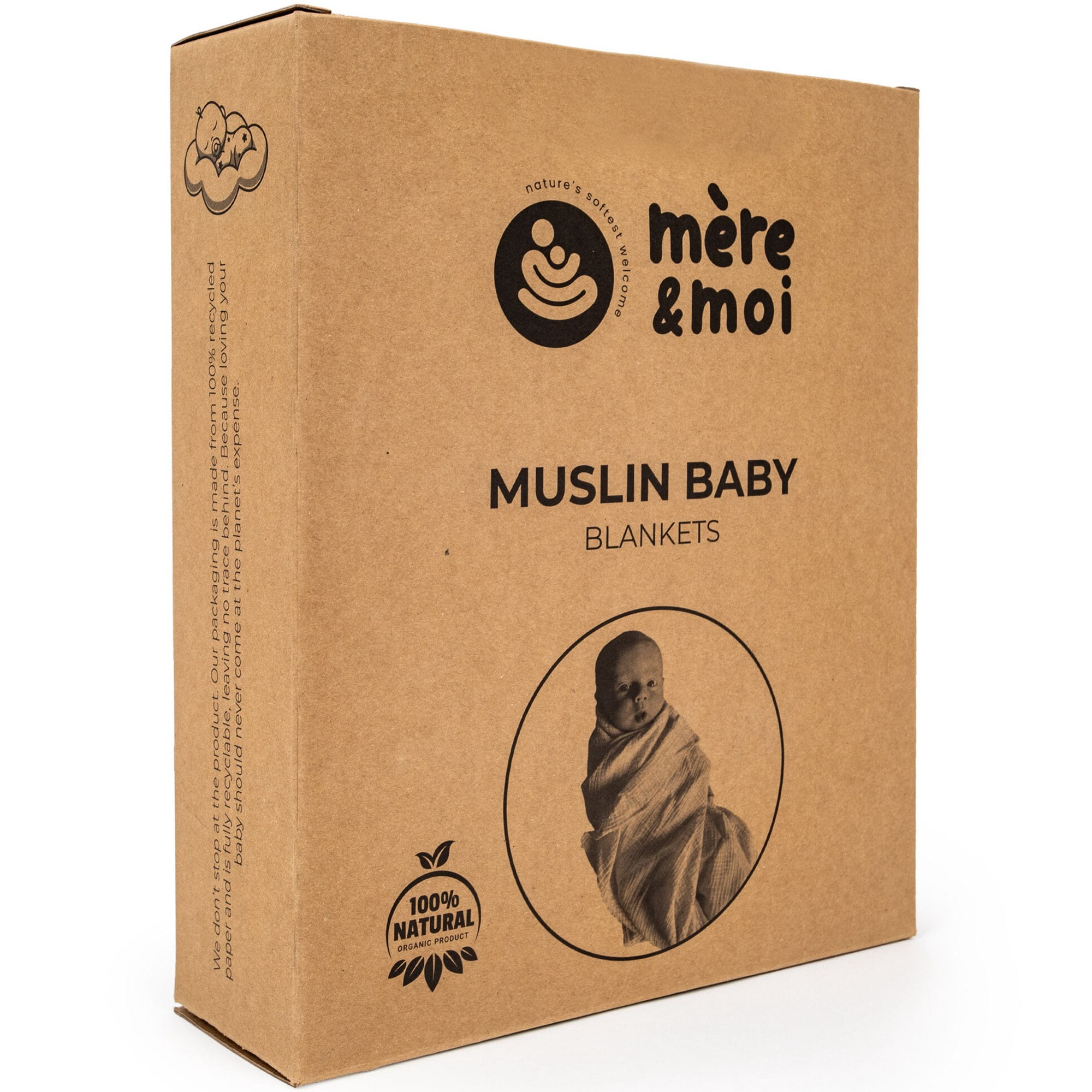 Mère & Moi: Muslin Baby Blanket – 2 Pack, Sand & Cream - 40x36", Double Layer Cotton Swaddle, Lightweight-Breathable, Oeko-TEX, Newborn-Toddler Wrap