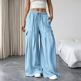 thumbnail image 2 of BLVB Women Palazzo Pants Summer Fashion Wide Leg Boho Drawstring Casual Lounge Pant Beach Travel Vacation Outfits, 2 of 7