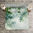 thumbnail image 3 of Ambesonne Nature Quilted Bedspread Set 3 Pcs, Sunbeams Shadows Idyllic, King Size, Green White, 3 of 3