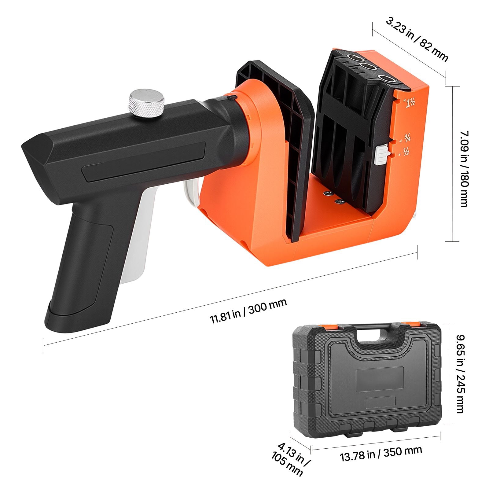 Pocket Hole Jig Kit, 1/2", 3/4", 1-1/2" Adjustable, 360 °   Rotating Handle, Jig Pocket Hole System with 260 Screws, C-Clamp, Stop Collar, Drill Bit, Easy Clamping and Adjusting, for Woodworking