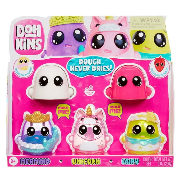 Personnages de coffret fantaisiste DohKins, sirène, licorne, fée – pâte ne séchant jamais, âge 2 ans et +