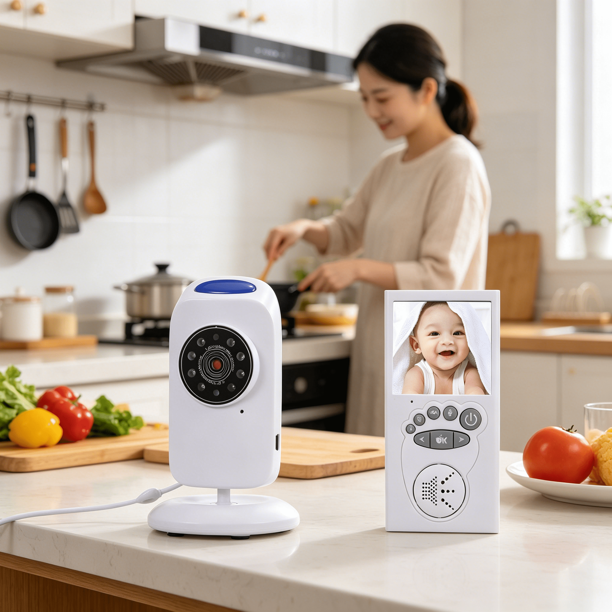 GJX 2026 New Wireless Audio Baby Monitor Digital Video Baby Monitor 2.4-Inch Color Tft with 5 Lullabies Infrared Night Vision Two-Way Talk Back Vox Mode Temperature Detection