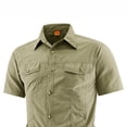 thumbnail image 4 of Short Sleeve Button Down Fishing Shirt for Men Regular Fit Nylon Work Shirt with Flap Pocket Work Utility Top for Men Size M-5XL Khaki, 4 of 5