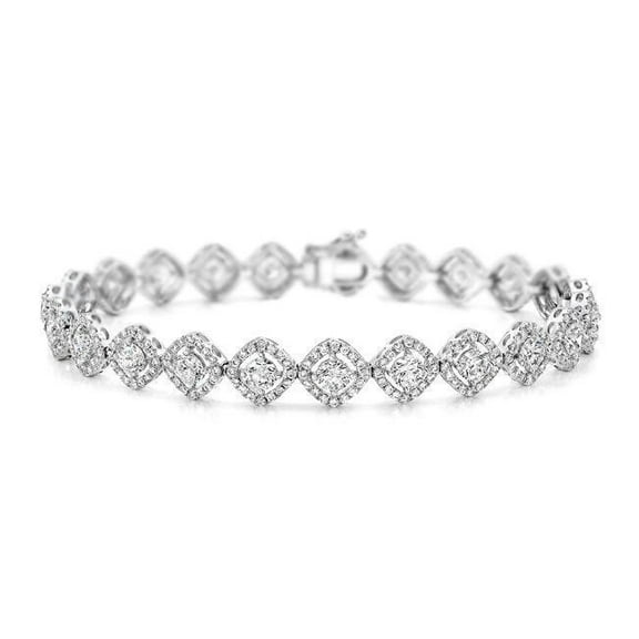 Sterling Silver Moissanite Tennis Bracelet, Handcrafted Gift for Her, Length 6-9 Inches