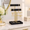 thumbnail image 4 of 3 Tier Bracelet Holder Display - Detachable T Bar Black Velvet Bracelet Holder, Jewelry Holder Organizer for Bracelet, Necklace, Earrings, Rings, 4 of 7