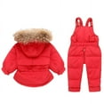 thumbnail image 4 of Hicidod Toddler Snow Suit Hooded Windproof Fashion Solid Toddler Snowsuit Thicken Winter Puffy Ski Snow Pant And Jacket Bib Set, 4 of 5