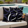 thumbnail image 4 of Blue Geometric Outdoor Waterproof Pillow Covers, Contemporary White Abstract Lines Black Decorative Square Throw Pillowcase Sofa Cushion Sham for Patio/Couch/Chair, 26"x26" 2 Pack, 4 of 8