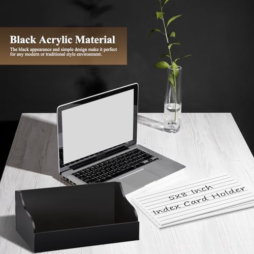 5X8 Index Card Holder Acrylic Black Note Card Holder Index Card Stand Note Card Organizer Box Flash Card Organizer Postcard Display Rack Business Card Storage For School Library(No Card)