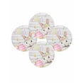 thumbnail image 7 of 15 Inch Round Placemats Set of 4, Happy Easter Non Slip Heat Insulation PP Table Mats, Spring Easter Bunny Eggs Floral Gray Wooden Washable Place Mats for Kitchen Dining Party Table Decor, 7 of 7