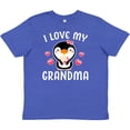 thumbnail image 3 of Inktastic I Love My Grandma with Cute Penguin and Hearts Youth T-Shirt, 3 of 5