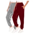 thumbnail image 1 of TIMIFIS 2PC Sweatpants Women High Elastic Waist Baggy Sweatpants Fall Casual Solid Color Drawstring Jogger Pants with Pocket, 1 of 2