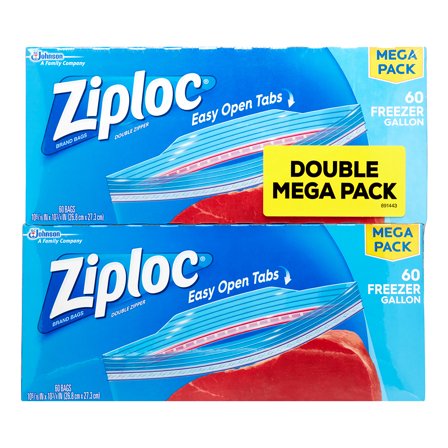 Ziploc Freezer Bags, Gallon, 60 Ct (Pack of 2)