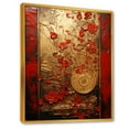 thumbnail image 2 of Designart "Floral Japanese Tiles in Gold and Red III" Abstract Framed Wall Art - Modern Red Abstract Botanicals Entryway Framed Wall Art, 2 of 6