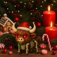 thumbnail image 4 of Statue Festive de Taureau aux Yeux Rouges avec Chapeau de Père Noël, Ornement de Bureau pour Décoration et Idée de Maison pour les Fêtes, 4 of 4