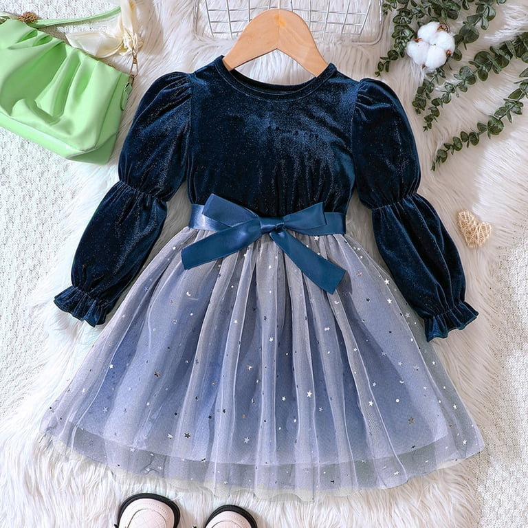 blue toddler christmas dress Ketyyh-chn99 Baby Girl for Girls Long Sleeve Dress Girls Velvet Dress Girls Tutu Winter Party Dress for 2-3 Years,Blue This is the dress