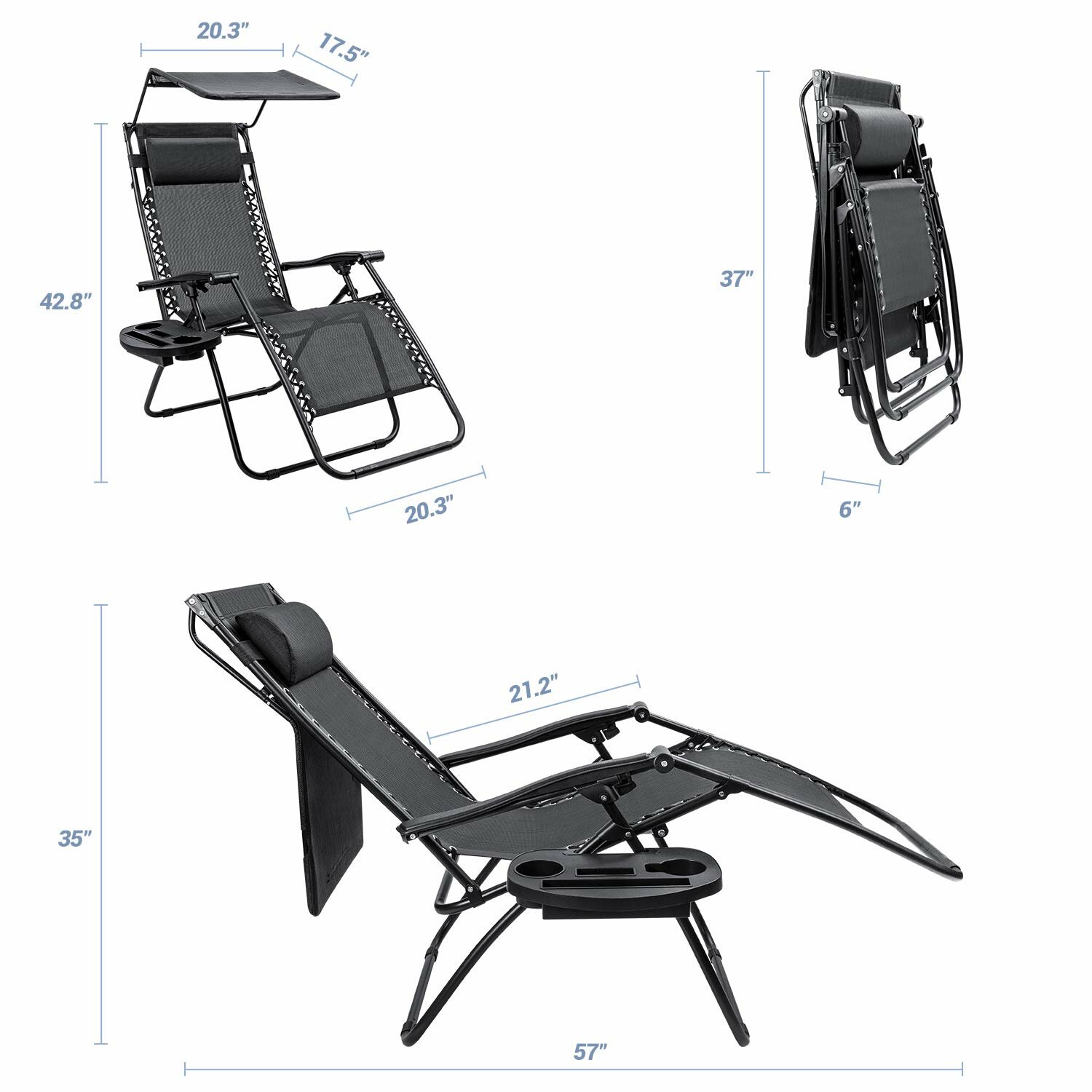 Sorenson Reclining/Folding Zero Gravity Chair with Cushion, The gravity chair is light enough that you can take everywhere., Reclining - image 4 of 4