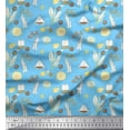 thumbnail image 1 of Soimoi Blue Silk Fabric Tea Bag,Herbs & Lemon Slice Vegetable Printed Craft Fabric by the Yard 42 Inch Wide, 1 of 1