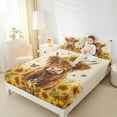 thumbnail image 4 of Manfei Highland Cattle Twin Sheet Sets, Vibrant Orange Sunflower Twin Fitted Sheet, Rustic Farmhouse Animal Flat Sheet, Microfiber Bedroom Decor, 3 Pieces, 4 of 7