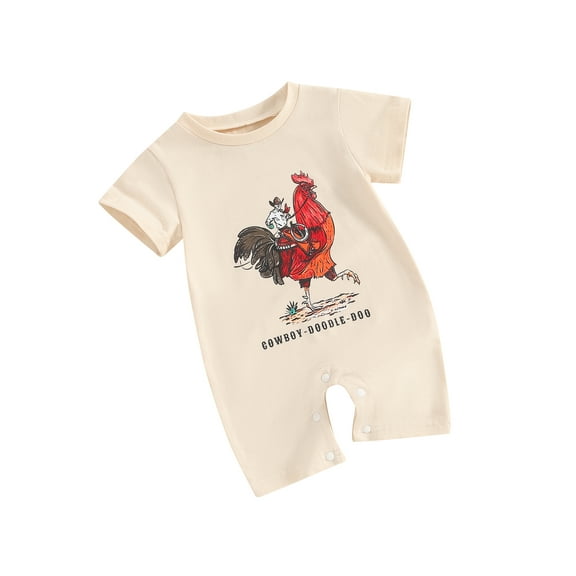 JYYYBF Baby Boys Girls Romper Casual Short Sleeve Round Neck Rooster Print Jumpsuit Newborn Clothes