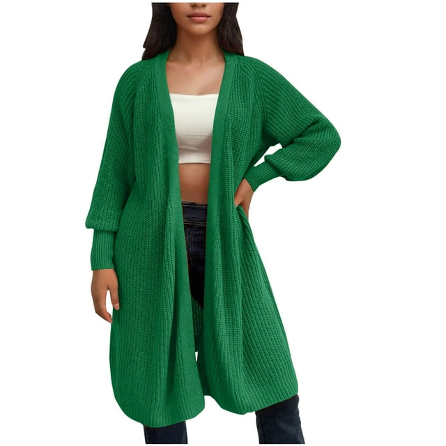 AherBiu Cardigans Longs pour Femmes Tendance Automne Ouvert devant Pull Tricoté Épais Décontracté Ample Ajusté