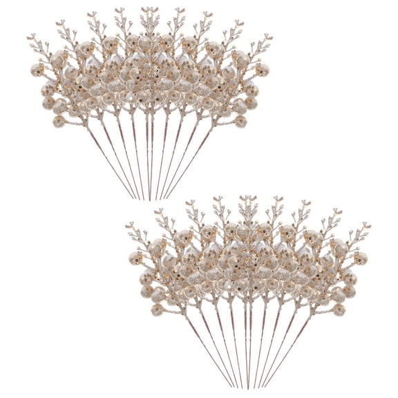 OUNONA 20Pcs Artificial Christmas Berry Stems Rose Gold Christmas Tree Decorations for Festive Home Decor