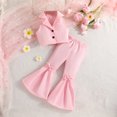 thumbnail image 4 of AherBiu Kid Toddler Girls Clothes 2 Piece Sets Button Down Blazer Vests with Flare Pants Spring Summer Outfits, 4 of 7