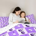 thumbnail image 5 of Homewish Cute Cartoon Cherry Full Size Comforter Sets,Purple White Bedding Comforter Set,Minimalist Checkered Bedding Sets For Girl Boys,Luxury Bedroom Decor Reversible,3pcs, 5 of 8