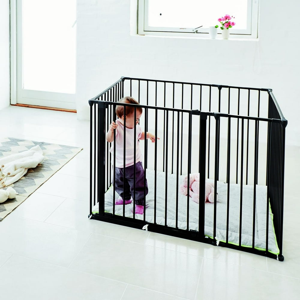 BabyDan ParkAKid Rectangular Playpen with Mat Black