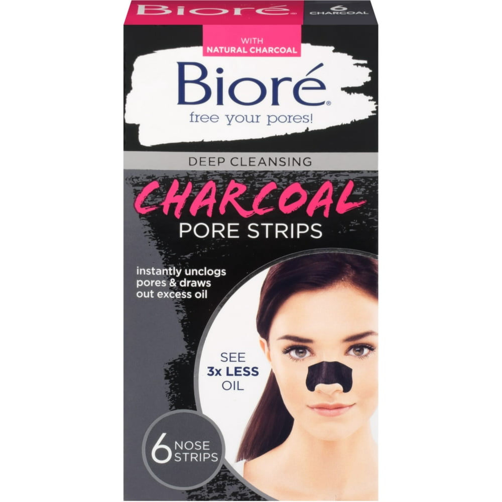Biore Deep Cleansing Pore Strips, Charcoal 6 ea (Pack of 3) Walmart